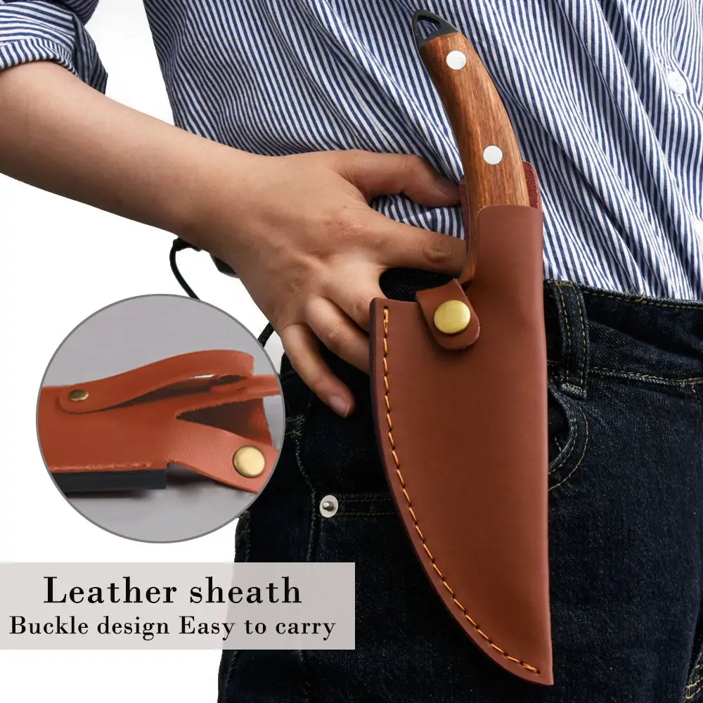 High Carbon Stainless Steel Kitchen Boning Knifes Messer Full Tang Handle Bone Cleaver Knife 6 Inch With Knives Cover - Image 5