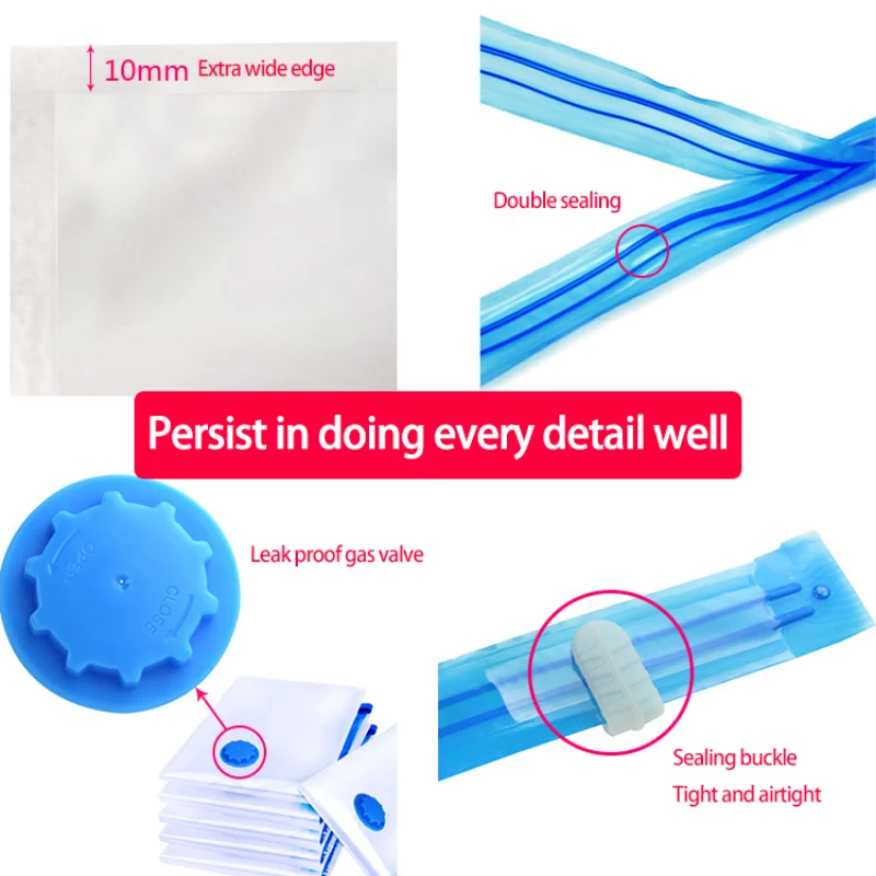 Vacuum Bag for Clothes Storage Bag With Valve Transparent Border Folding Compressed Organizer Travel Space Saving Seal Packet - Image 5