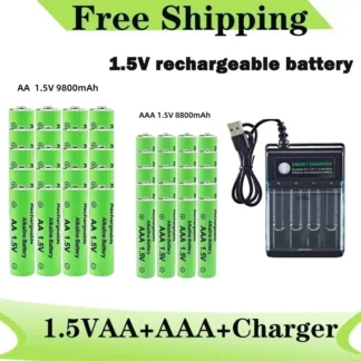 Original Rechargeable Battery 1.5V AA 9800mAh+AAA 8800mAh+Charger for Computer Clock Radio Video Game Digital Camera AA AAA