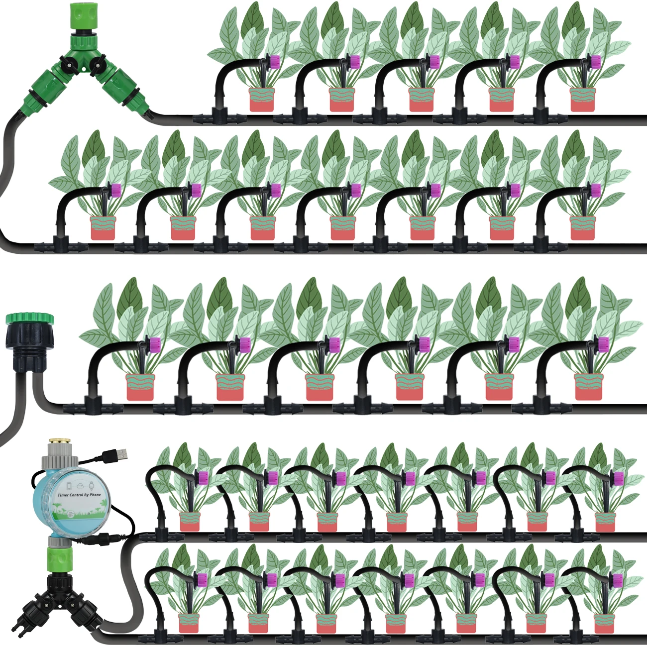 KESLA 5-50M Drip Irrigation Automatic Watering Saving System Kit 1/4inch Garden Hose Tools Adjustable Drippers for Greenhouse - Image 2