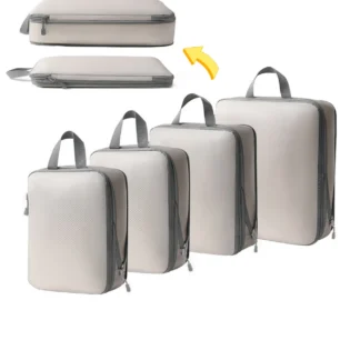 Compressed Packing Cubes Set 4pcs Travel Clothing Organiser Bag Waterproof Compressible Suitcase Clothes Organizer Packing Bag