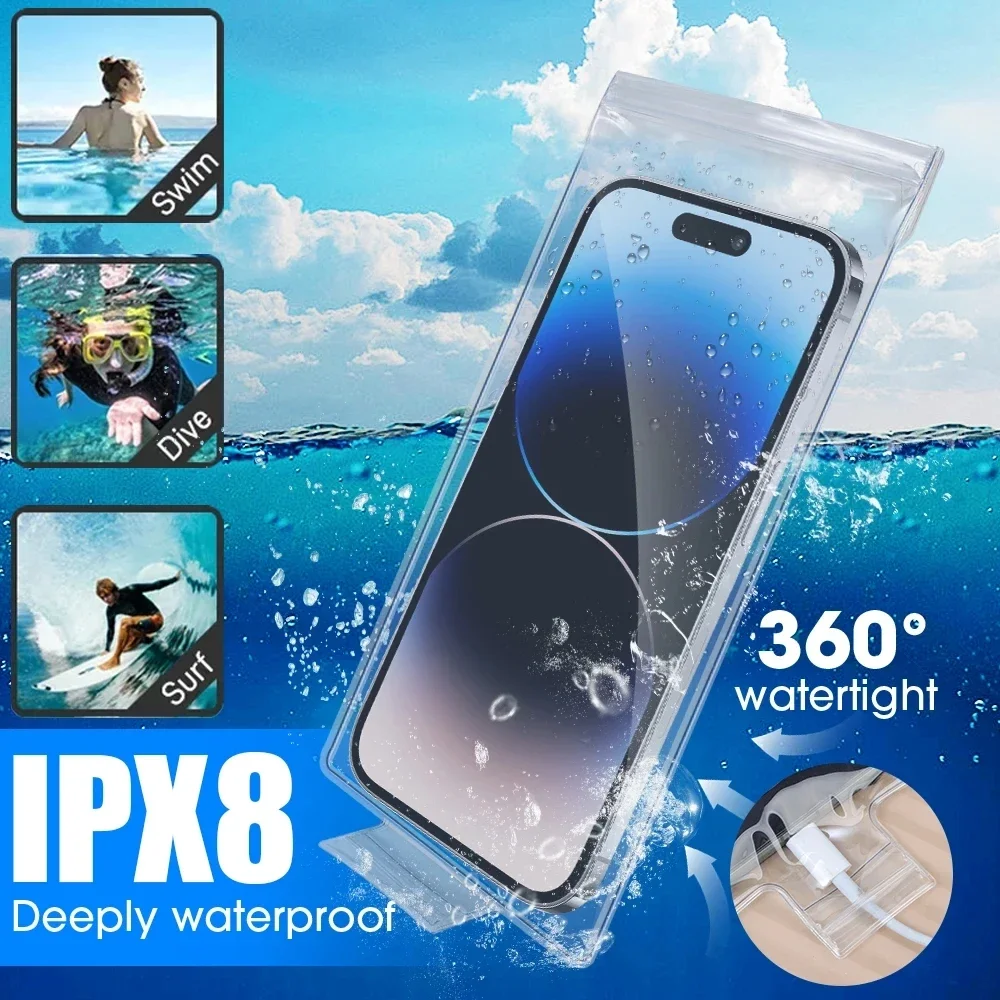 1-10PCS Universal Transparent Waterproof Rainproof Phone Bags For iPhone Samsung Mi Huawei Cellphone Clear Pouch Cover Case - Image 2